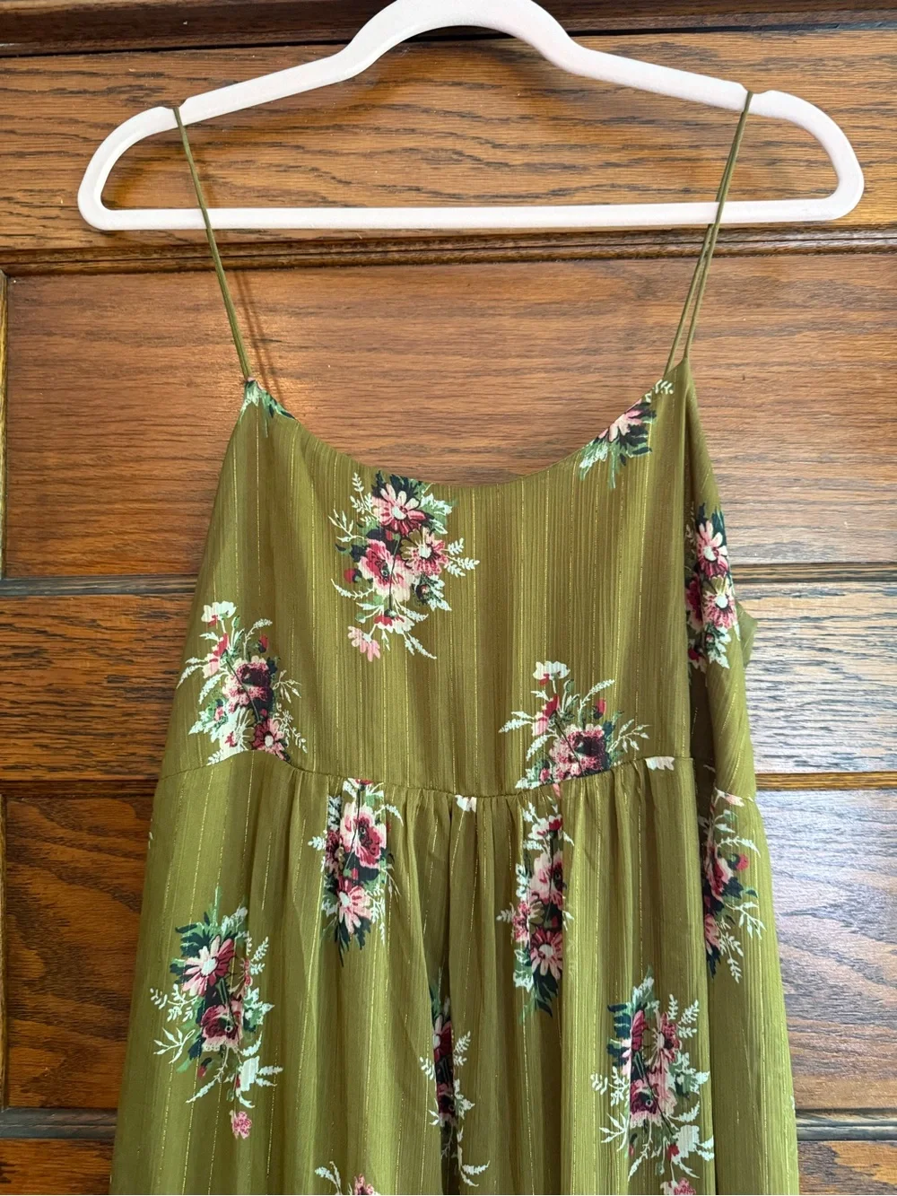 MADEWELL Cami Tiered Midi Dress Smocked Back Spaghetti Straps Flowy Loose US 10 - Picture 2 of 13